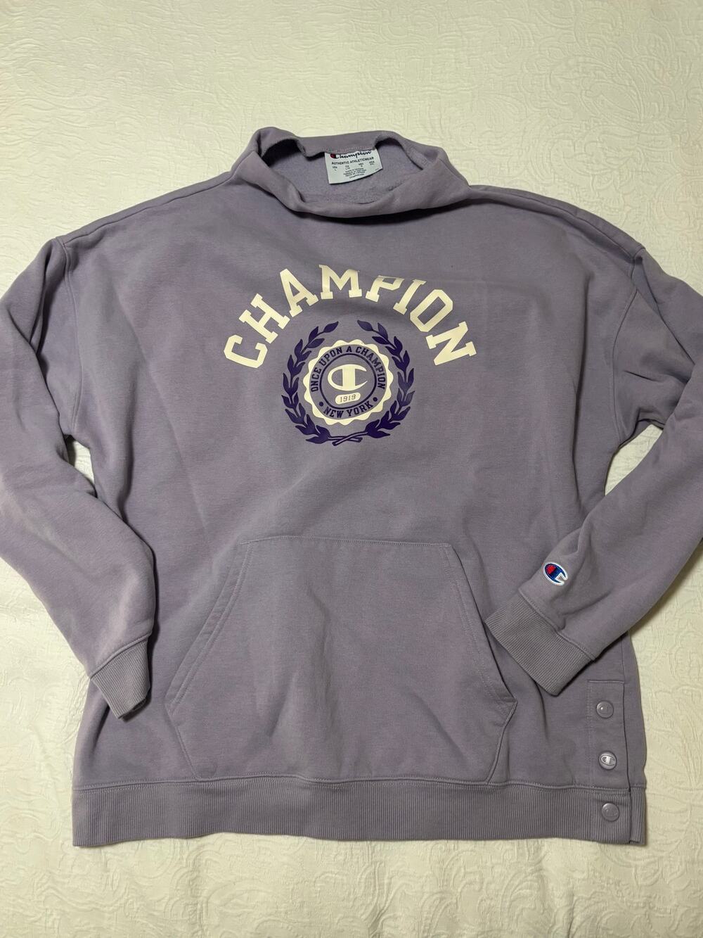 Champion Women's Mock Neck Side-Snap Sweatshirt - Lavender Purple (Size L)